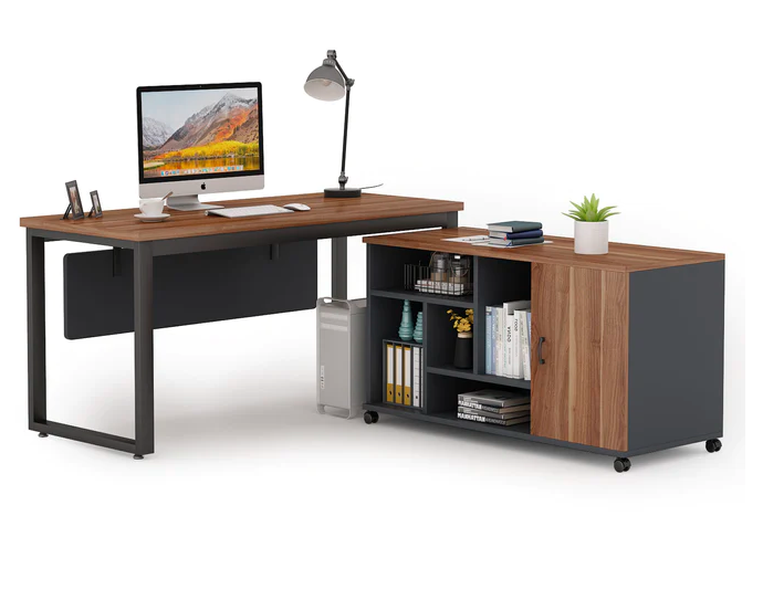 Tribesigns L-Shaped Computer Desk with 47 Inch File Cabinet Set